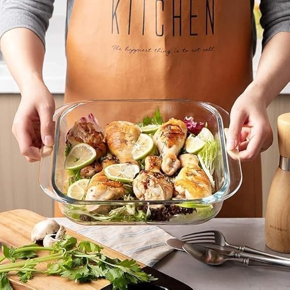 Image of Borosilicate Square Glass Baking Dish, Baking Tray, Oven and Microwave Safe