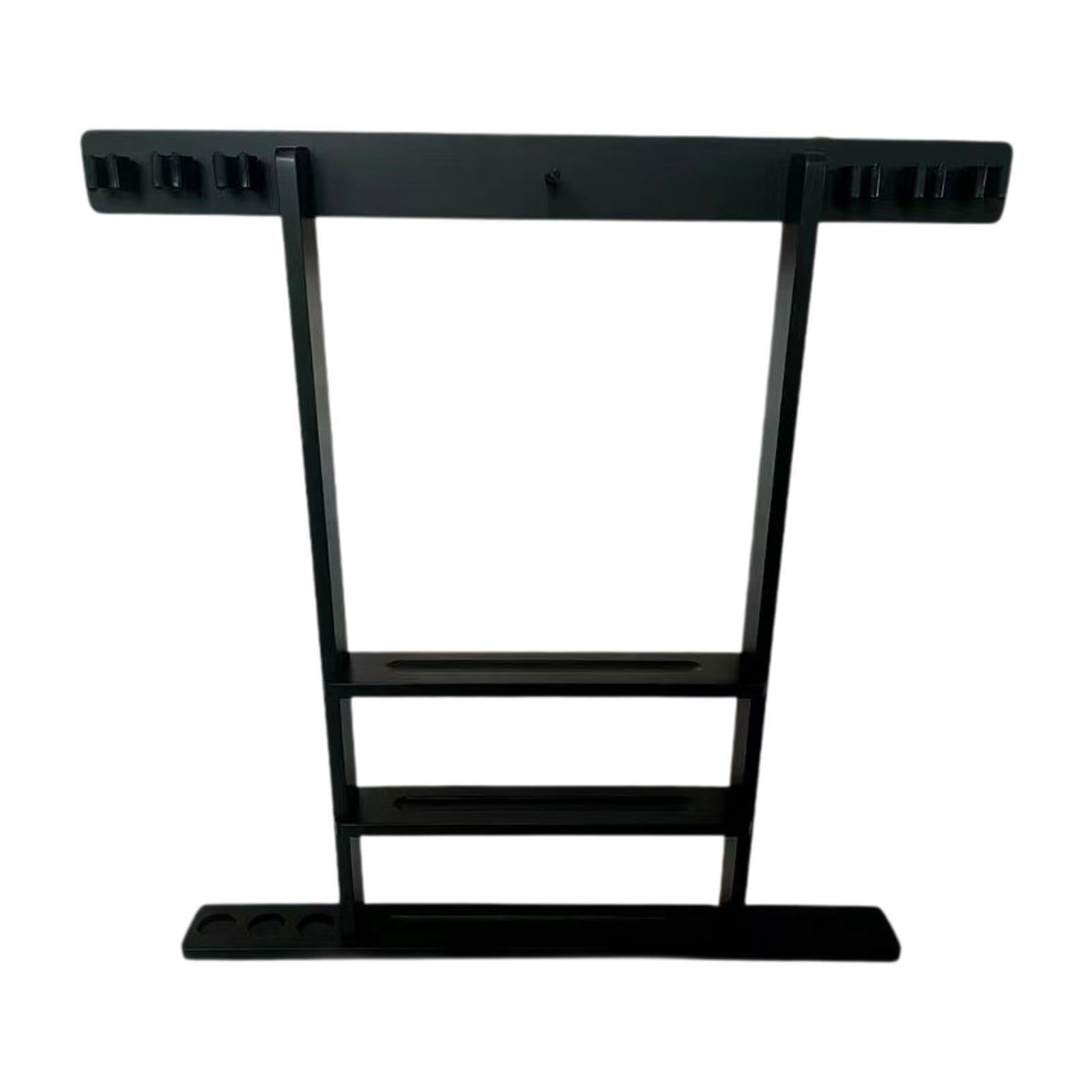 Support mural pour queues de billard en bois noir avec 6 emplacements de rangement - 8