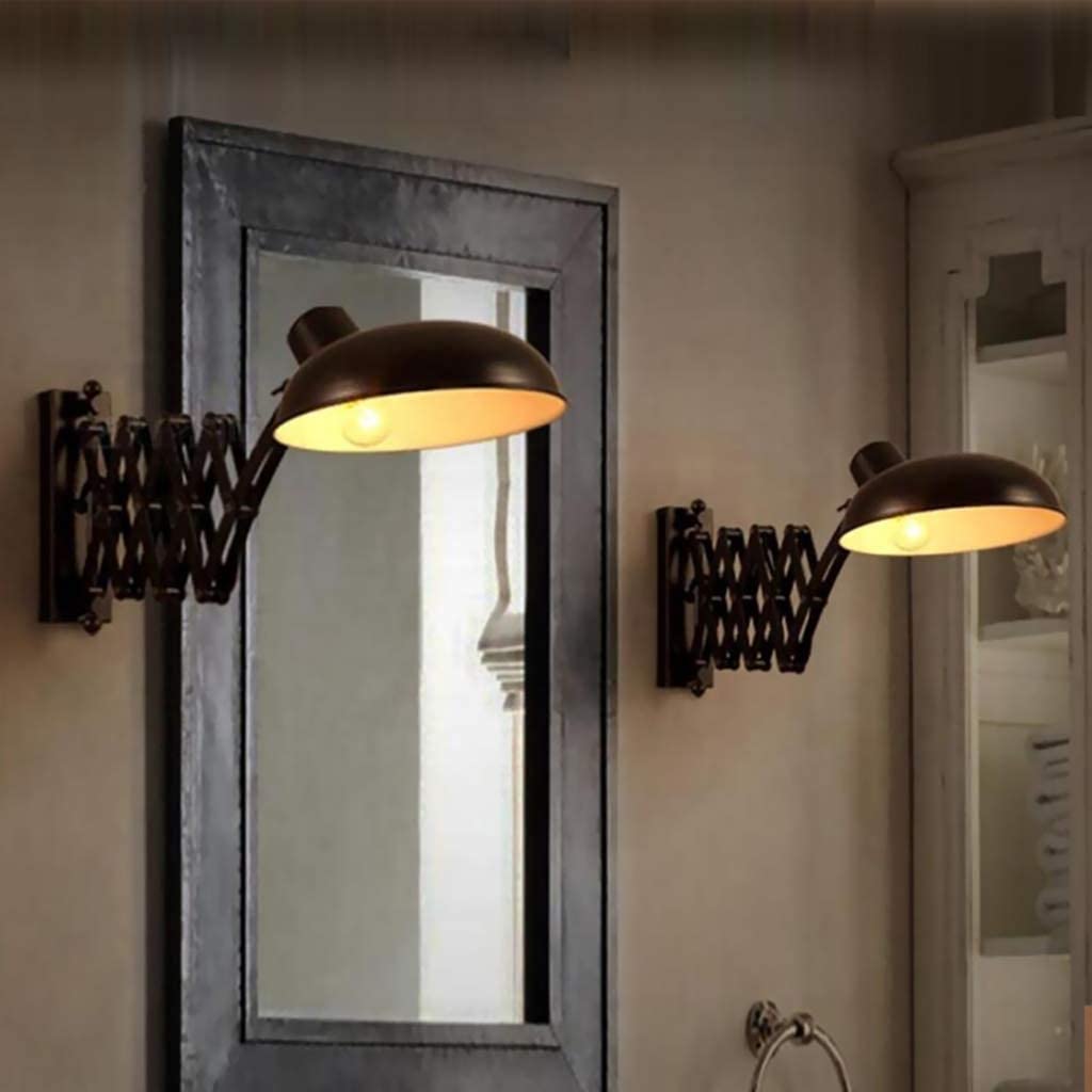 Vintage Industrielle Wohnzimmer Wandlampe Innen Ausziehbar Schwarze Schlafzimmer Wandleuchte Mit Schalter Rustikal E27 Swing Arm Wandlicht Flexible Leselampe Links/Rechts Schwenkbar