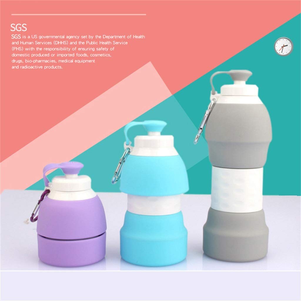 Bottiglia d'Acqua Pieghevole, Grande capacità 580 Ml Coppa Retrattile Portatile Usato for Viaggia Fuori (7 Colori)