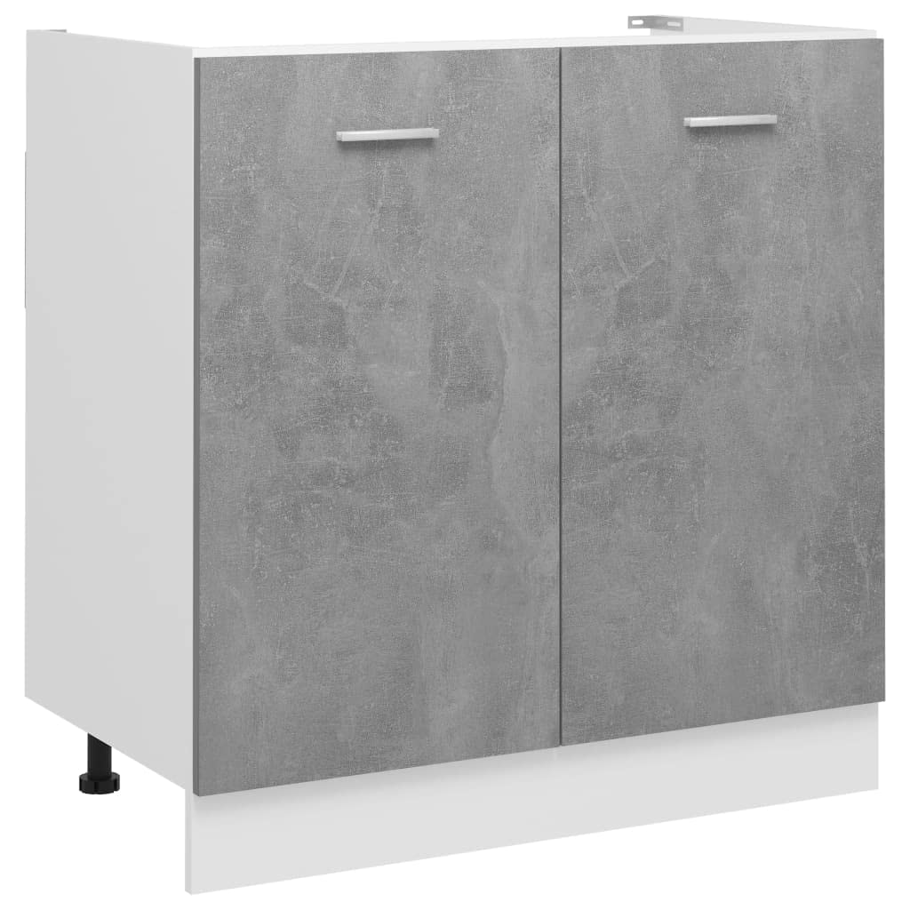 vidaXL Armoire de Plancher d'évier Gris béton 80x46x81,5 cm Aggloméré