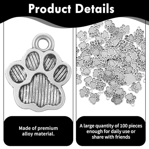 Ymapinc 100Pcs Metal Dog Paw Charms - Image 3