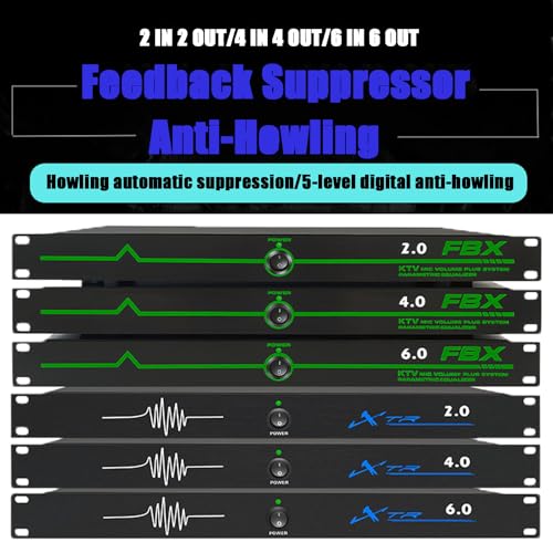 Supresor de retroalimentación, procesador de audio antiultrasonido para micrófono, para escenario, conferencias, karaoke y desplazamiento de frecuencia, verde, 4 entradas y 4 salidas miniatura 2