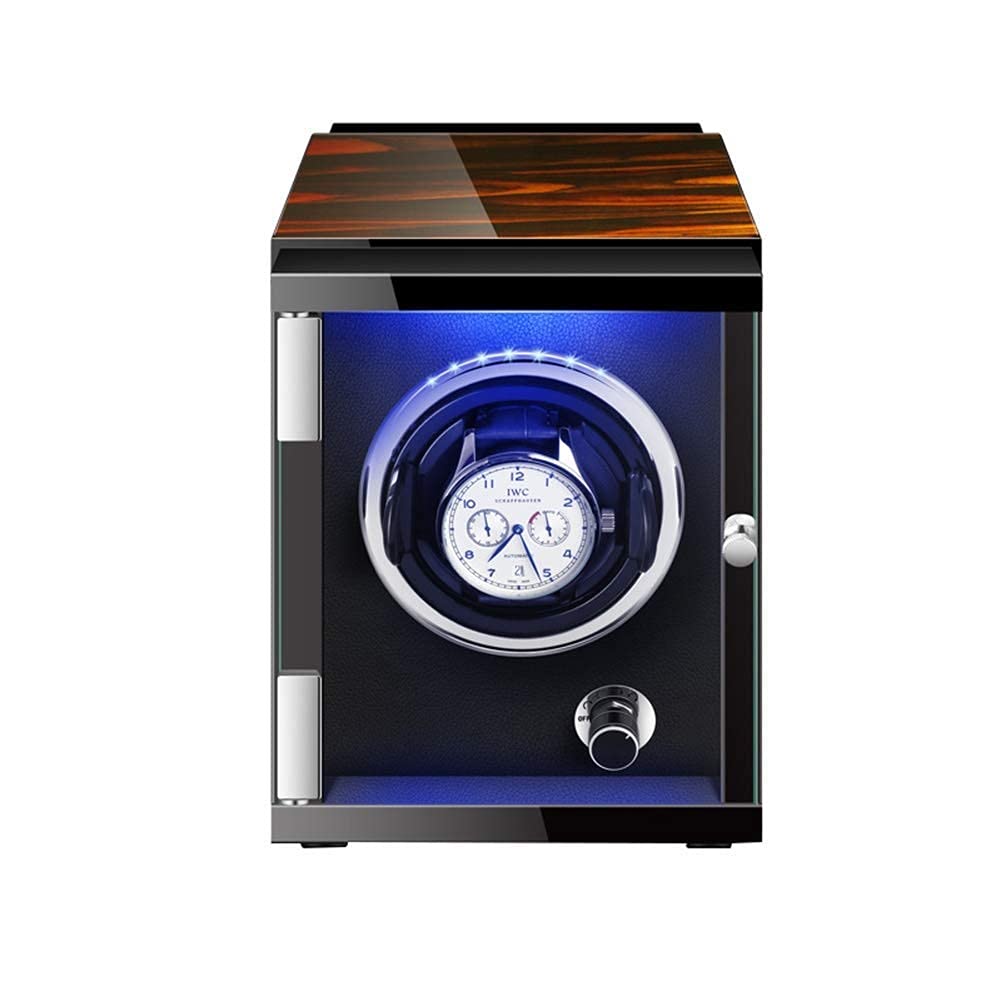NZPOST Automatic Watch Winder with Quiet Motor 5 Rotation Mode Settings LED Illumination Wood Shell Piano Finish Storag