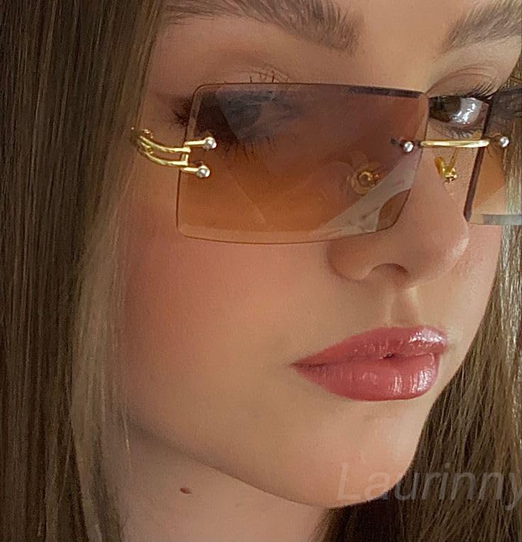 Miniatura 5 de Gafas de sol rectangulares para mujeres y hombres, sin marco, cuadradas, gafas de sol para hombre