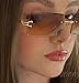 Laurinny Rectangle Sunglasses for Women Men Fashion Rimless Lightly Tinted Small Shades, Gold Frame Gradient Brown Lens