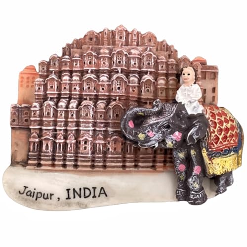 Jaipur India - Imán para Nevera, Imán Nevera Ciudad, Recuerdo de Viaje, Cocina, Decoración 3D para Refrigerador, Colección Artesanal de Resina Pintada a Mano