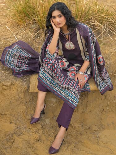 Image of INDO ERA Women's Green Pure Cotton Floral Printed Sequinned Kurta & Pant with Dupatta Set
