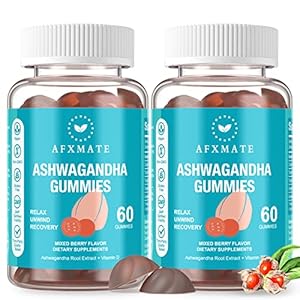 AFXMATE Ashwagandha Gummies & Vitamin D Gummies for Men & Women 120 Count Aswangdha Supplement (Non-GMO, Sugar Free & Gluten Free)