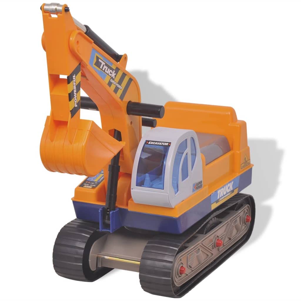 Kunststoff Aufsitzbagger Gelb für Kinder ab 18 Monaten mit Helm, stabile Bauweise, 66 x 24 x 56 cm, ideal für Indoor und Outdoor, fördert Motorik, Gleichgewicht und Fantasie