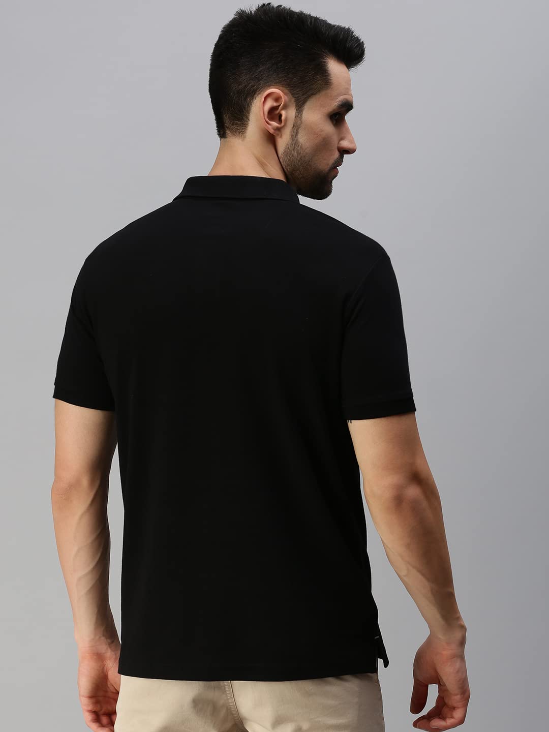 ONN Men's Black Half Sleeves Polo Collar T-Shirt with Pocket(Size : Large) - Image 4 thumbnail