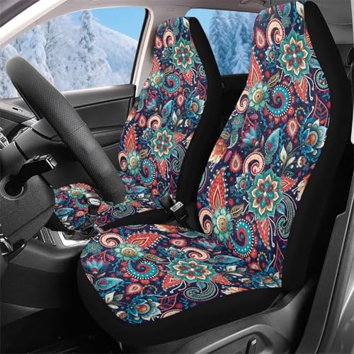 Housses de siège de voiture avant à fleurs artistiques 52x138cm pour berlines