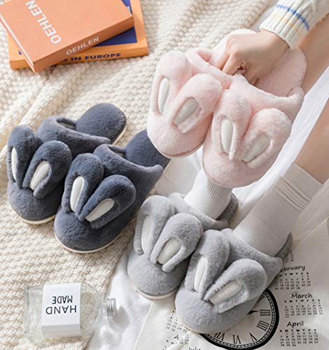 Women Cute Rabbit Ear Plush Slippers House Non-Slip Fluffy Bunny Slipper Indoor Warm Plush Animal Shoes3