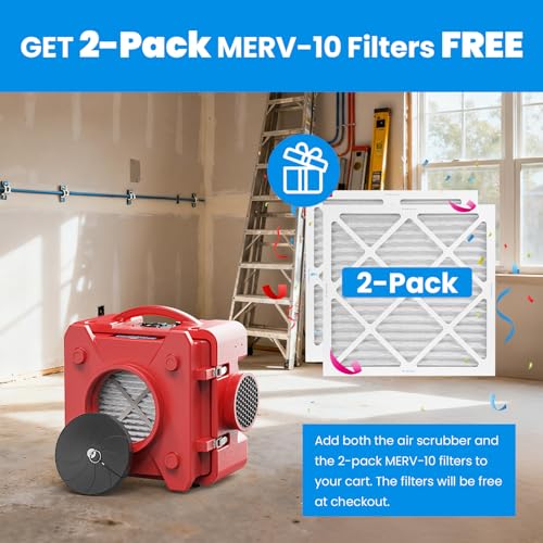 Image of CADPXS Shield-550 Air Scrubber 550 CFM for Water Damage Restoration, Red