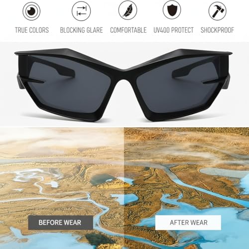Image of Roshfort Sports Non Polorized Sunglasses UV Protection Sunglass for Men & Women Cycling Running Driving Fishing Multi Shade Glasses ITALIC (Size -Medium)