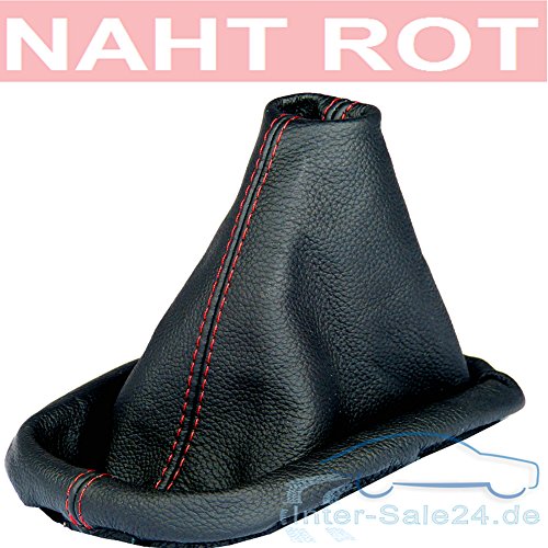 Intersale L&P A0031 Funda Saco Cuero Piel Genuina Negro con Costura roja Rojo de Palanca de Cambios Cambio Velocidad velocidades Marchas Saco de conmutación