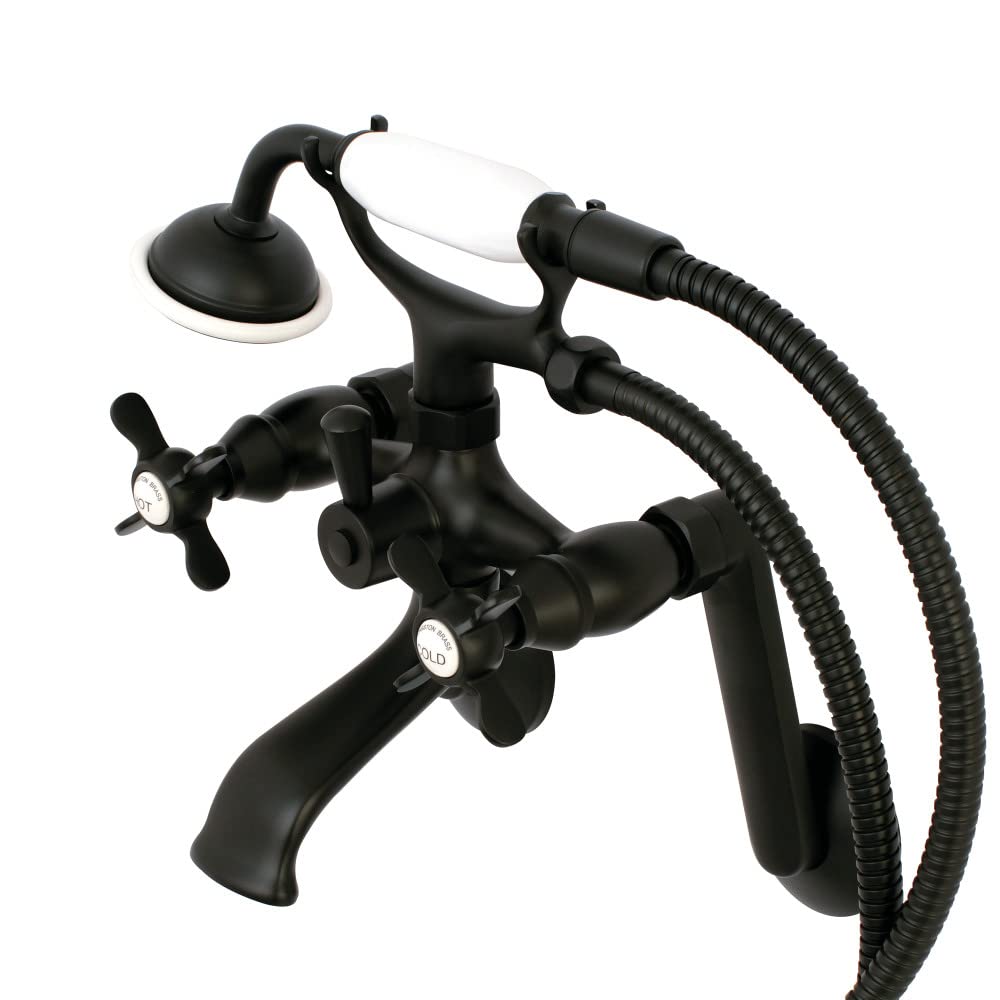 Kingston Brass KS289MB Kingston - Grifo para bañera con ducha de mano, 8-3/4 pulgadas de largo x 7-7/8 pulgadas de ancho x 9-7/8 pulgadas de alto, negro mate