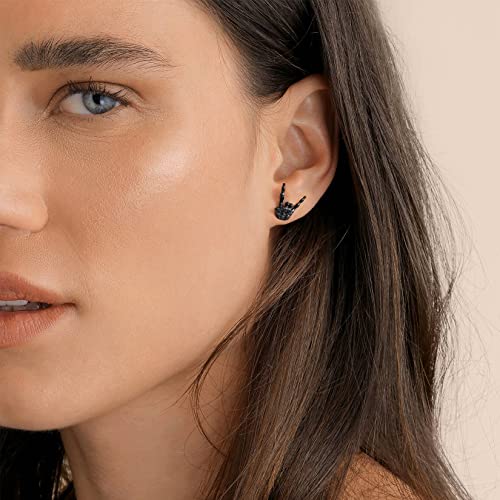 SILVERCUTE Skull Stud Earrings, Men Womens Personalized Punk Gothic Earrings, Sterling Silver Bat/Fire/Skeleton/Skull Hand Earrings for Halloween Party, Hypoallergenic4