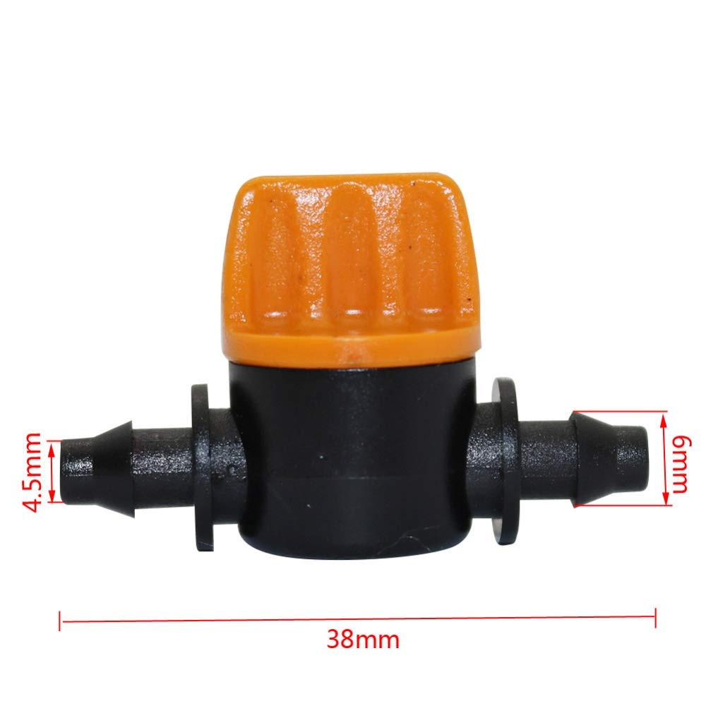 Schlauchreparaturanschluss Extender 1/4 Inch Ventil Garden Irrigation Barbed Schlauchtülle Wassermenge regulierbar Landwirtschaft Treibhaus Schlauchpaßstück 200Pcs (Color : Black, Diameter : 1/4'')