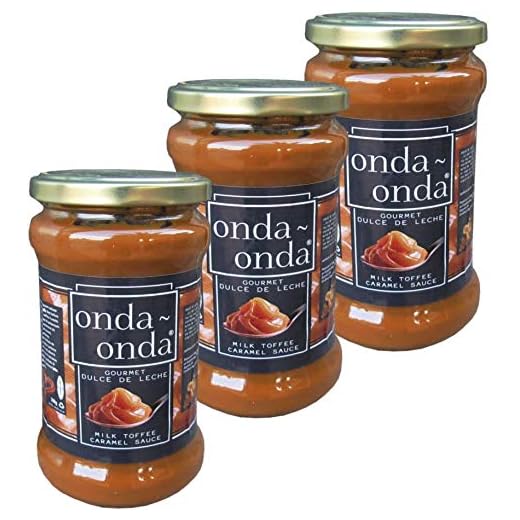 Dulce de Leche Gourmet Onda Onda - Dulce de leche premium - Relleno para tartas, dulces, pies - Ideal para panqueues o waffles - Perfecto para usar con helado, avena, cereales - 350g x 3