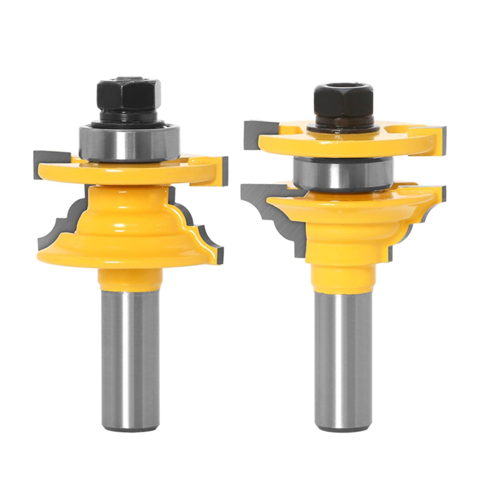 2 uds 12mm 1/2 "vástago puerta de carpintería riel de esquina redonda Stile Bit Fresa de espiga for herramientas de carpintería de madera(12MM Shank)
