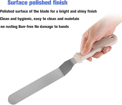 Miniatura 3 de Juego de espátulas de glaseado en ángulo y 7 paquetes de raspadores de pasteles más suaves con 6 pulgadas, 8 pulgadas, 10 pulgadas, espátulas de