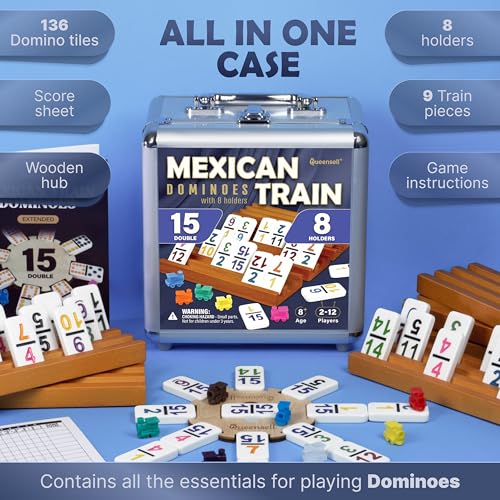 Queensell Mexican Train Double 15 + Tapete de Juego miniatura 3