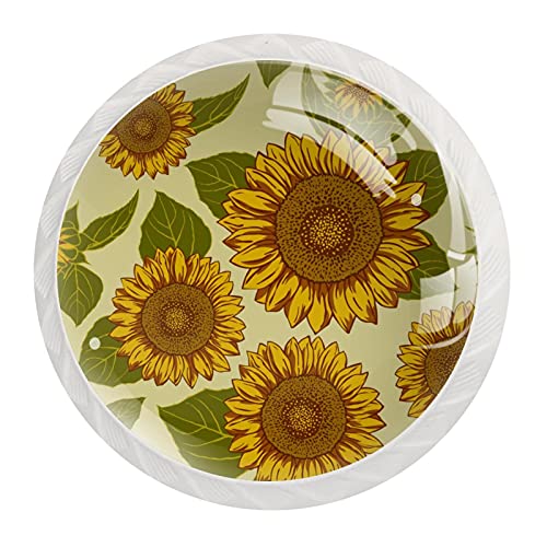 Boutons décoratifs ronds tournesol vintage pour armoire placard et commode x12 - 3