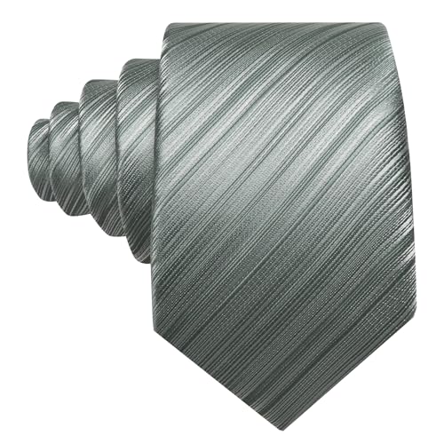 Image of Barry.Wang Silk Men Ties Formal Stripes Necktie and Tie Clip for Wedding Party Business Fashion Classic