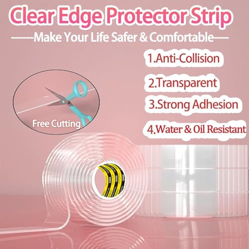Image of Clear Edge Protector & Corner Guards, 1.2in(W x 13.2FT(L),Baby Proof Corner Protectors for Furniture, Table Bumper for Baby Safety, Sharp Edge Protector for Drawers, Tables, Cabinets