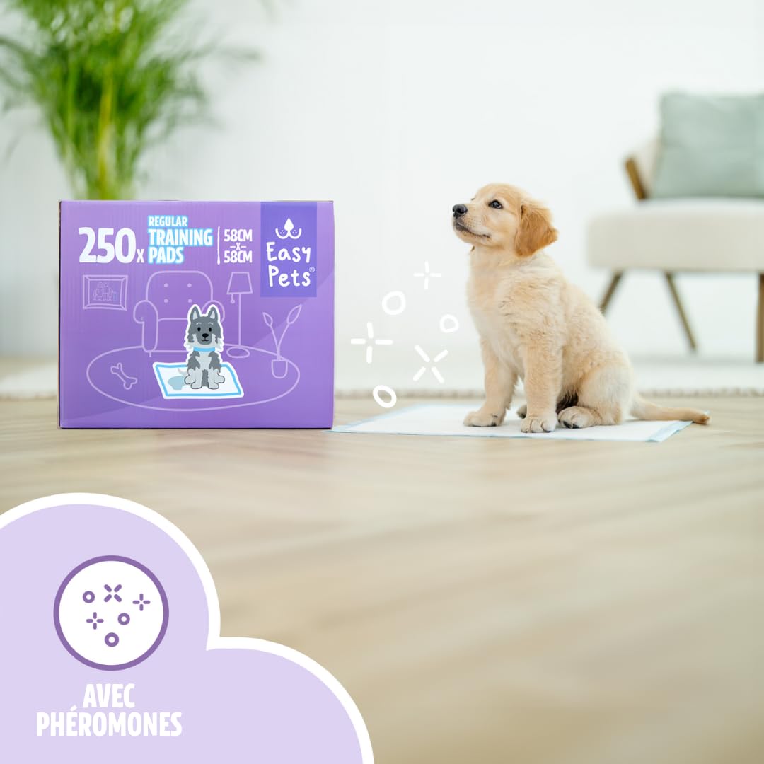 Lot de 250 Tapis Éducateurs pour Chien Chiot , Tapis Hygiénique , Absorbant Inférieure Imperméable, Anti-Fuite 58 x 58 cm