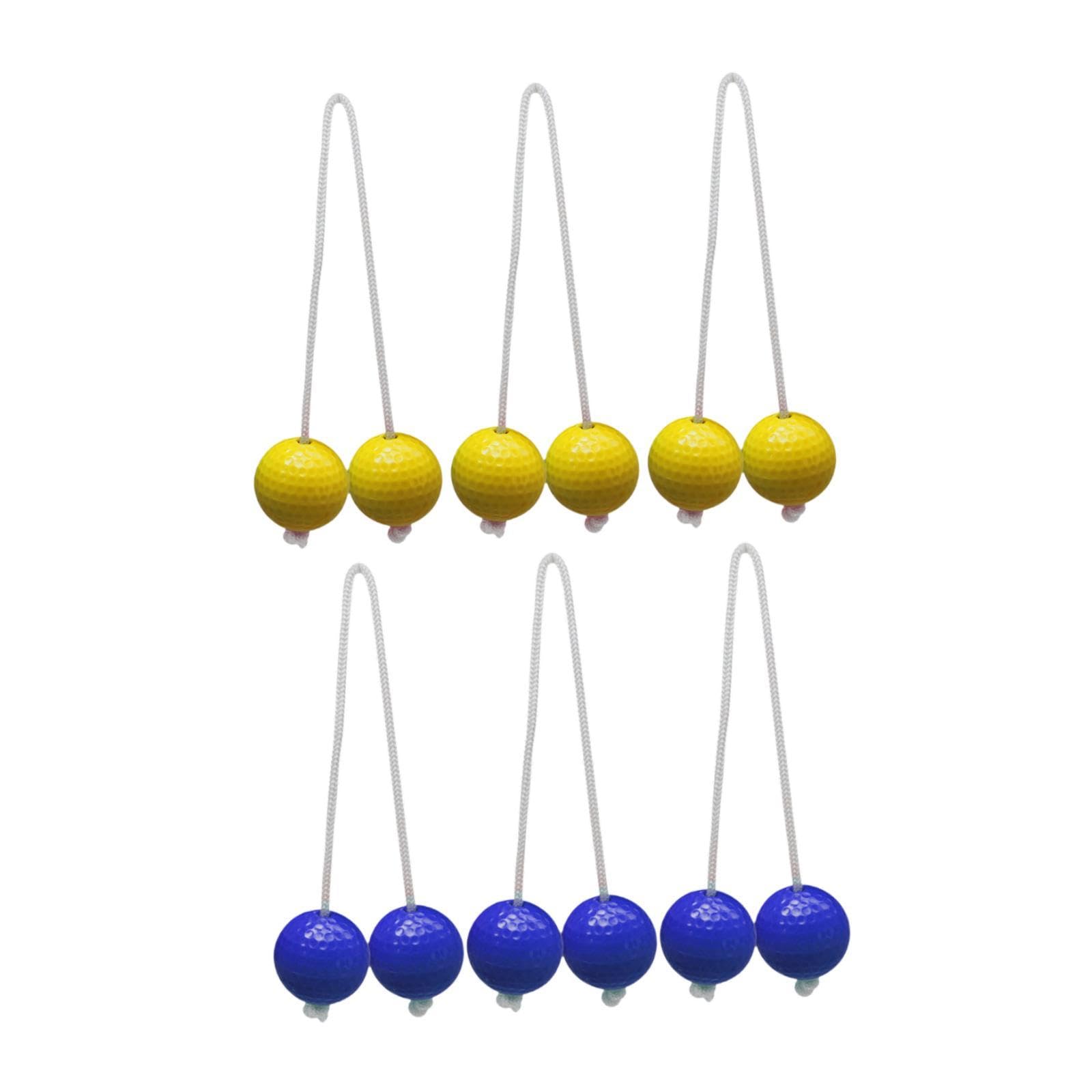 Yiju 6Pcs Ladder Balls 42mm Indoor or Outdoor Activities Backyard Game Golf Tossing Ball Ladder Toss Game for Fun Event Backyard, Yellow and Blue