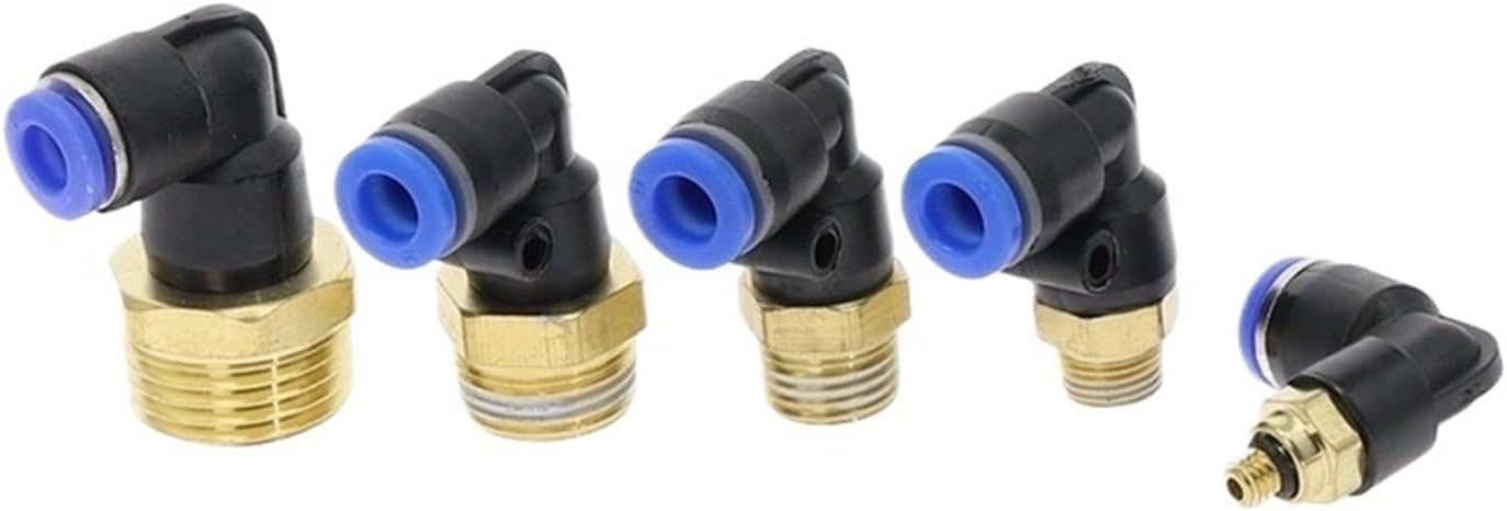 1pc PL" Hose OD 4 6 8 10 12mm - 1/8'' 1/4'' 3/8'' 1/2'' BSPT Male Thread Pneumatic Tube Elbow Connector Tube Air Push In Fitting(14mm OD Hose,1/8")
