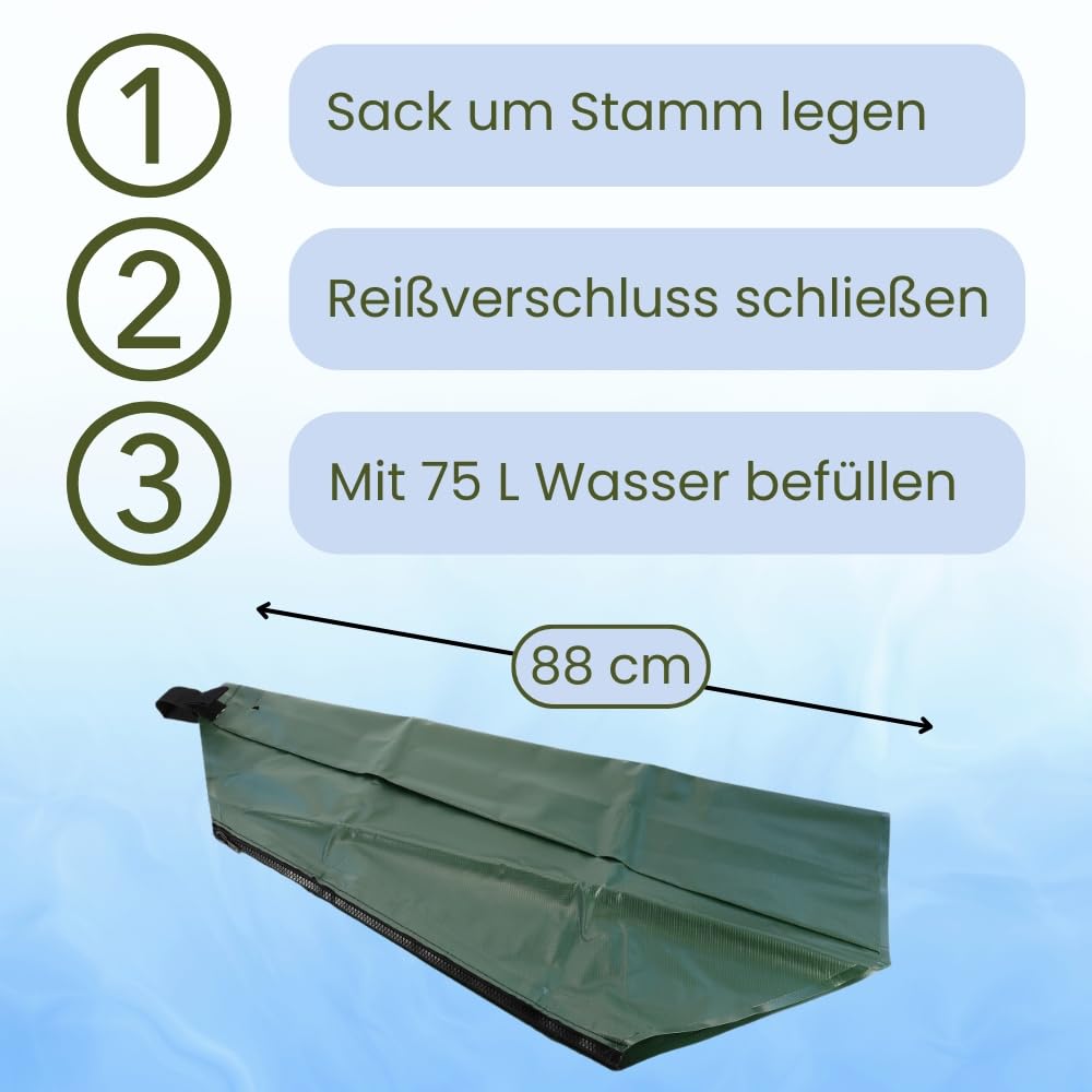 12er Set Baum Bewässerungssack für Bäume Bewässerung Wassersack Urlaubsbewässerung Baumbewässerungssäcke Langzeit Bewässerungssystem Baumbewässerungsbeutel 12 x 75 L