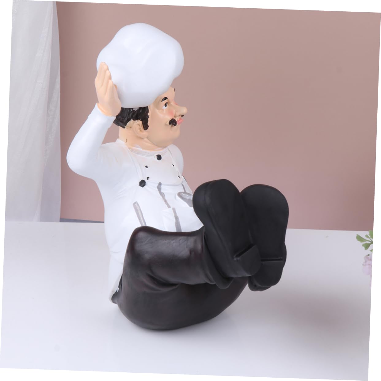 Zerodeko Statuetta Chef in Resina Decorazione da Cucina Stabile Ornamento da Tavolo per Casa Bistrot Ristorante Regalo per Chi Ama Cucinare
