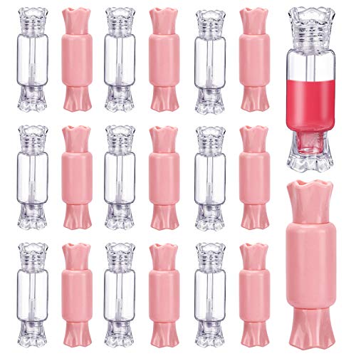 MISAZ Empty Lip Gloss Tubes Refillable Lip Balm Containers 0.3oz Cosmetics Sample Bottles Cute Candy Shape Vials Tube Travle Size for DIY Lipstick Girls Women Beauty Makeup,20 Pieces