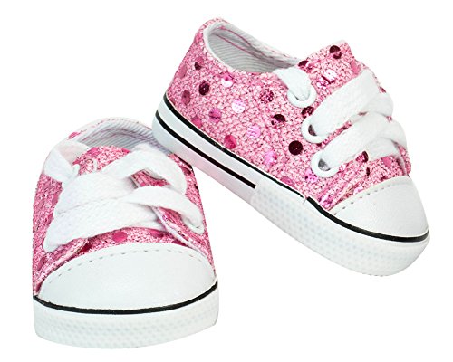 18 Inch Doll Sneakers Light Pink Glitter Doll Sneakers Shoes Fit 18 Inch American Girl Dolls & More! Pink Glitter Sneakers