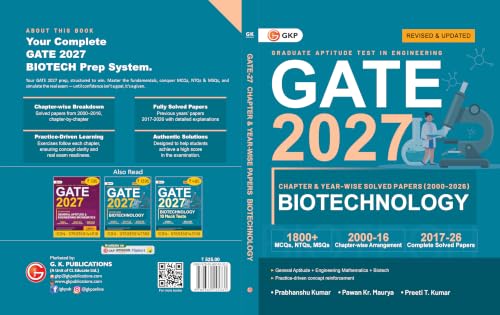 Image of GATE 2027 Biotechnology - 27 Years Chapter-Wise & Year-Wise Solved Papers (2000-2026) | Dr. Prabhanshu Kumar, Dr. Pawan Kr. Maurya, Er. Preeti T. Kumar