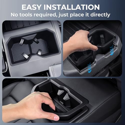 Image of 3PCS Cup Holder Inserts for Toyota Tundra 2026 2025 2024 2023 2022 (Only Fits for SR /SR5 /Limited /TRD Pro), Interior Accessories Front & Rear TPE Cup Holders Covers Protector, Black