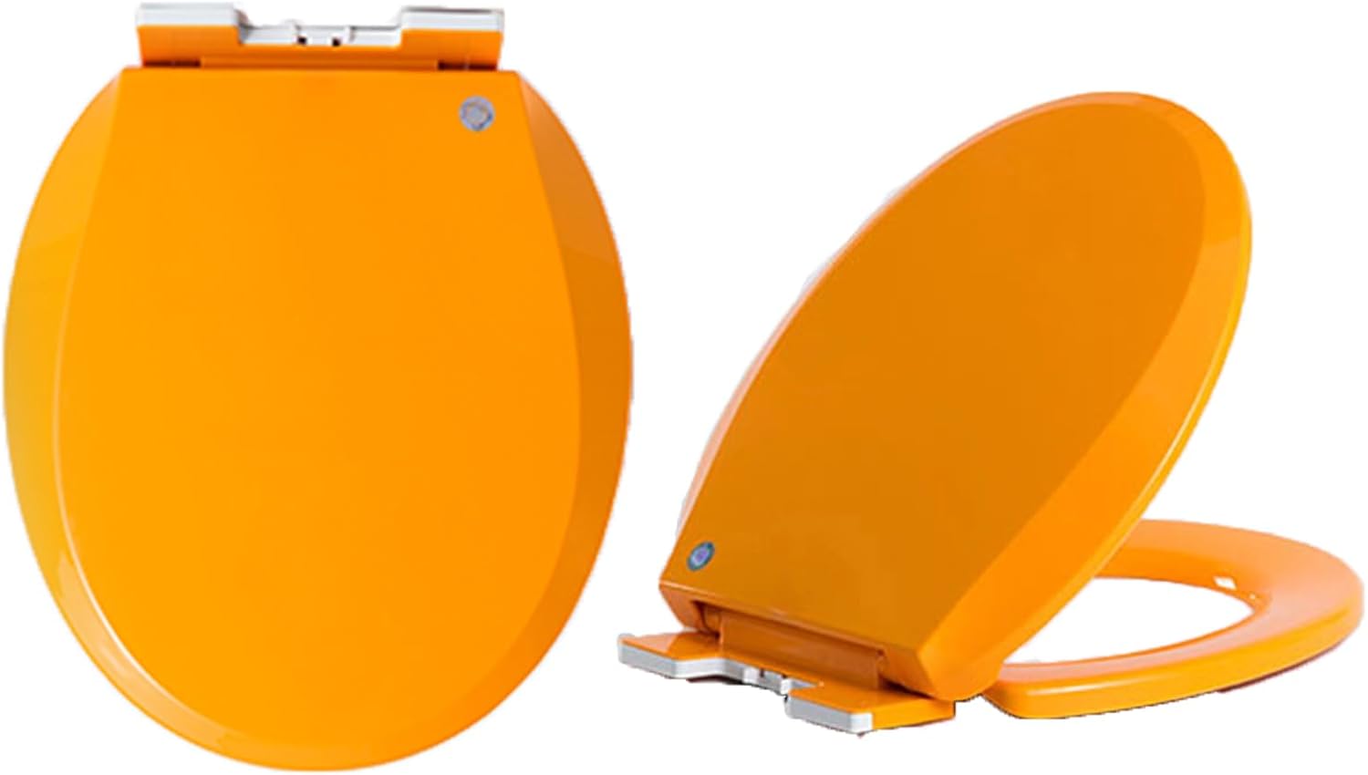 Round Toilet Seat 360 * 410Mm, Colored Soft Close Toilet Seat with Quick Release and Adjustable Hinges Round Sfor Easy Installation and Cleaning/Orange