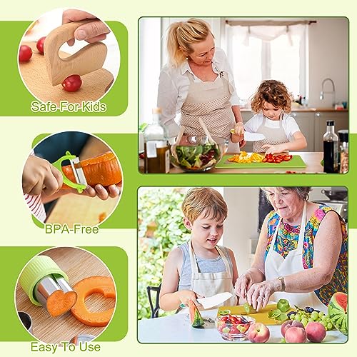 28PCS Toddler Knife Set - Kids Knifes for Real Cooking, Montessori Kids Kitchen Knife Set with Cutting Board Crinkle Cutters Kid Safe Knives, Toddlers Kitchen Tools for Age 2-10 Year Old Girl Boy - Image 5