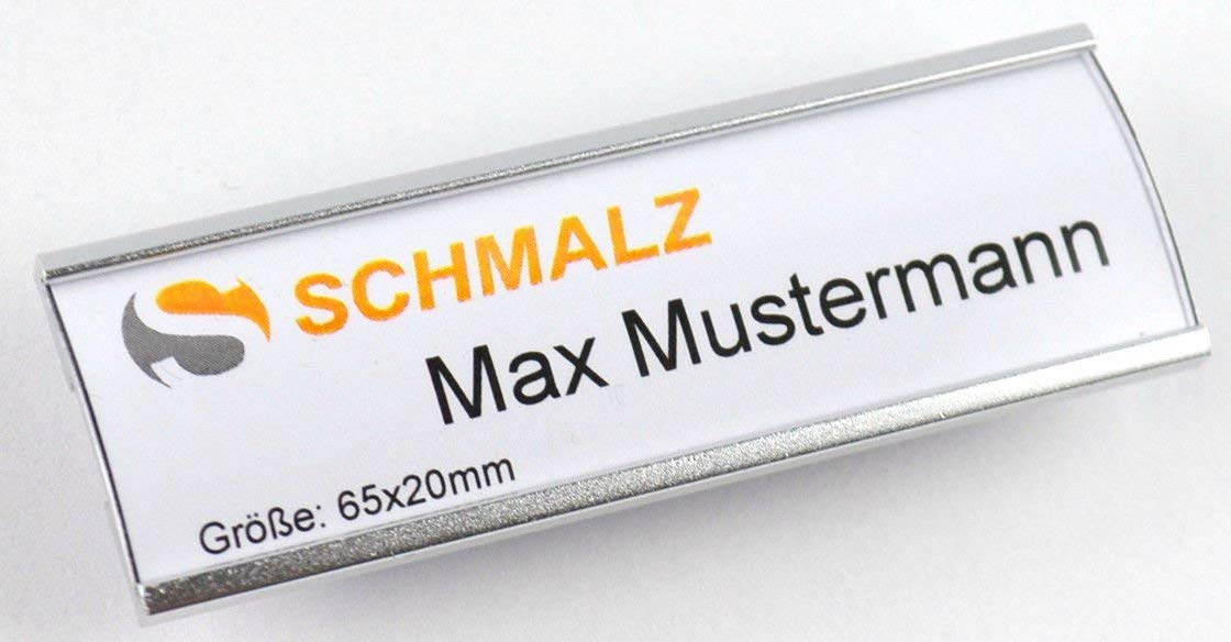 100 Unidades Placas Identificativas Set Completo, Plata Leichtemtall, con Extra Fuerte 3-fach Imán, Moda Arqueado,Aluminio Anodizado,Transparente Protectora,Perforado Láminas de Cartón, Credencial