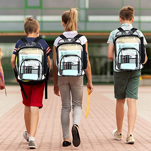Image of Sadnyy 12 Pcs Clear Backpacks Bulk, Large Students School Bags, 17 inch, Black | PVC See Through Backpack, Transparent Bookbag for Donation Events, Classroom Stadium Supplies, Work Group Use