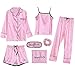 Produktbild Sommer-Schlafanzug für Damen, sexy, Seide, Frühling und Herbst, 7-teilig, gestreift, dünn Gr. 38, rose