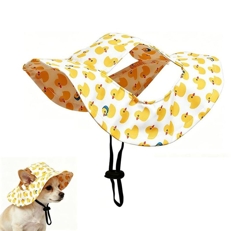 Breathable Pet Sun Protection Hat with Ear Holes, Adjustable Outdoor Dog Sun Visor Cap, Summer Pet Headwear for Beach Walks & Daily Outings, M