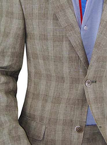 DTI BB Signature Italian Men's Two Button Linen Suit Modern Fit Jacket 2 Piece4