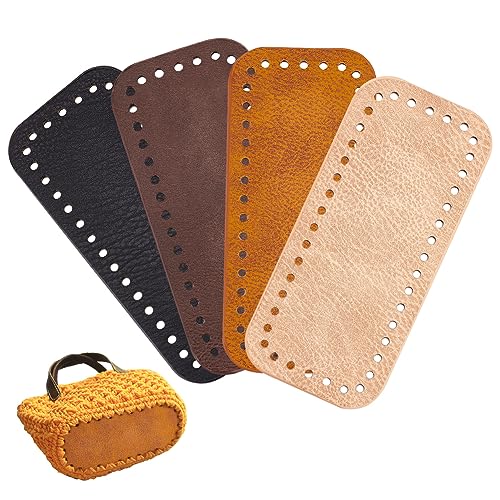PH PandaHall 4 peças de fundo de bolsa de couro para crochê, bolsa retangular de 17 x 7,6 cm, base de almofada, modelador de fundo com furos para bolsa de crochê faça você mesmo, bolsas de ombro,