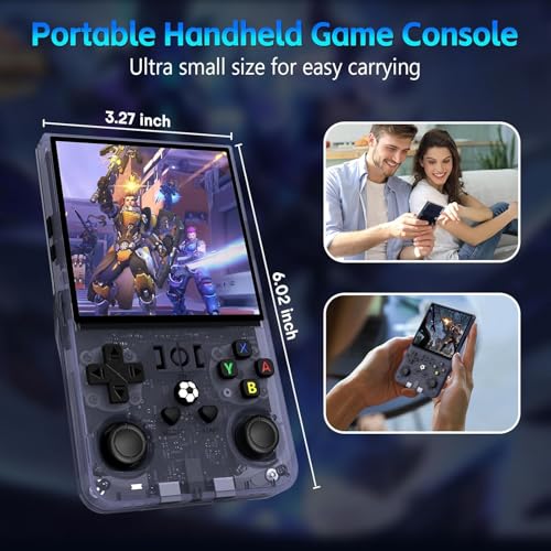Image of R36Max Retro Handheld Game Console, Video Game Console with 64G TF Card, 4000mAh Rechargeable, Linux System, 4.0 Inch IPS Screen Portable Pocket Arcade, Gray