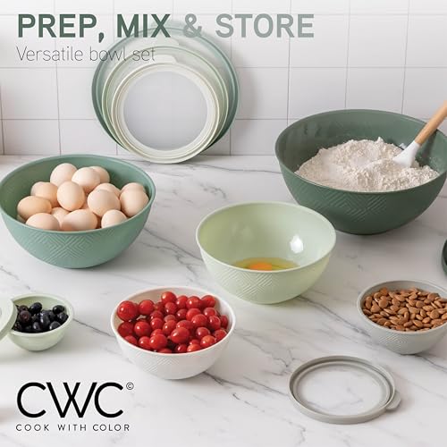 image for COOK WITH COLOR Mixing Bowls with Lids - 12 Piece Plastic Nesting Bowl