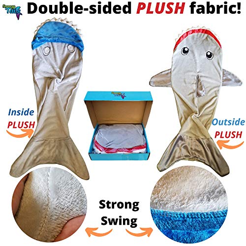 Shark Tail Animal Blanket for Boys. Soft Plush Shark Sleeping Bag Blanket for Kids with Gift Box. Blankie Fun Fin Gray… - Image 6